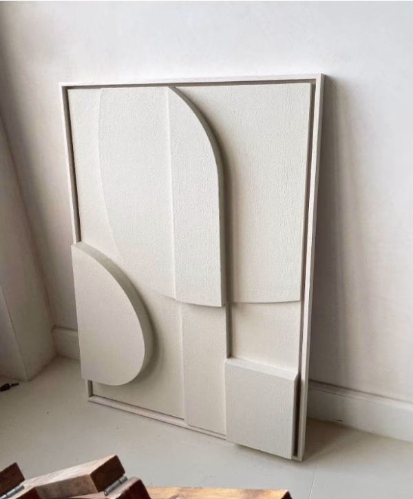 Tableau mural 3D en bois blanc
