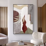 Tableau Abstrait Plantes Géométriques – Art Mural Boho