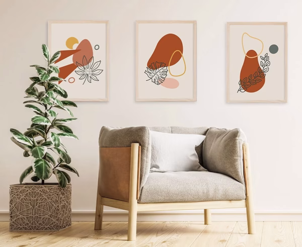 Set de 4 Tableaux Boho Abstraits