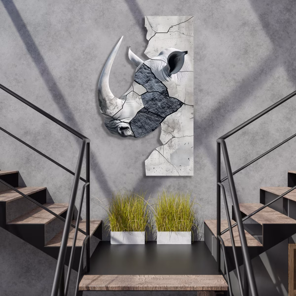 Art Mural Rhinocéros Blanc
