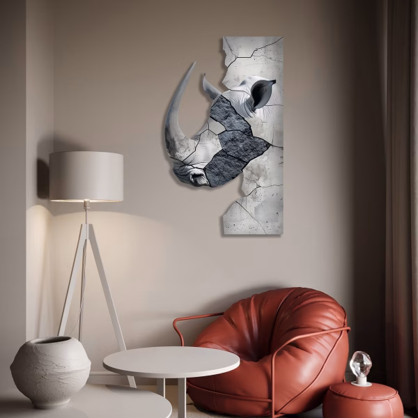 Art Mural Rhinocéros Blanc