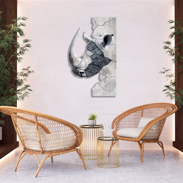 Art Mural Rhinocéros Blanc