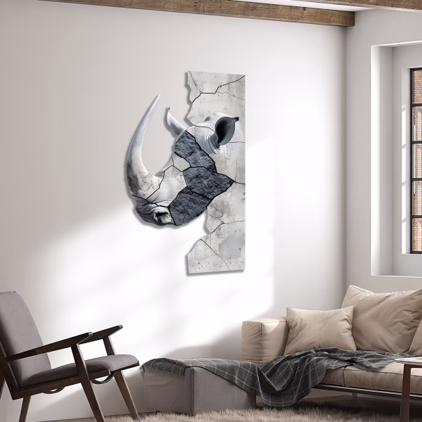 Art Mural Rhinocéros Blanc