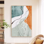 Tableau Abstrait Orange et Vert – Art Mural Moderne