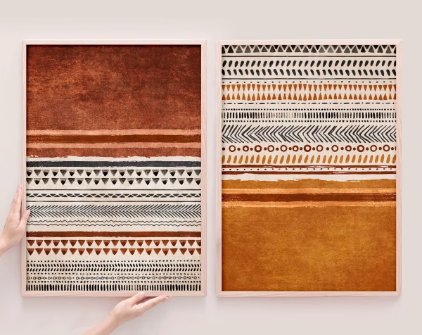 Ensemble de 2 tableaux abstraits