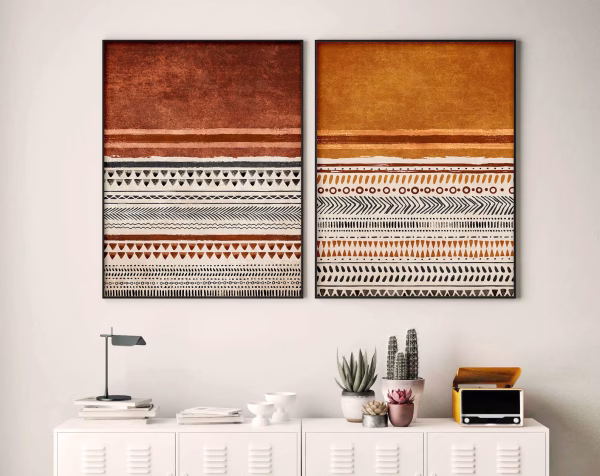 Ensemble de 2 tableaux abstraits