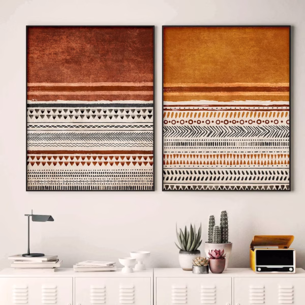 Ensemble de 2 tableaux abstraits