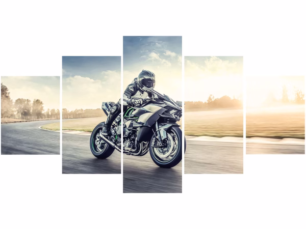 Ensemble de 5 tableaux moto