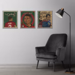 Tableaux décoratifs joueurs marocains – Style timbre marocain