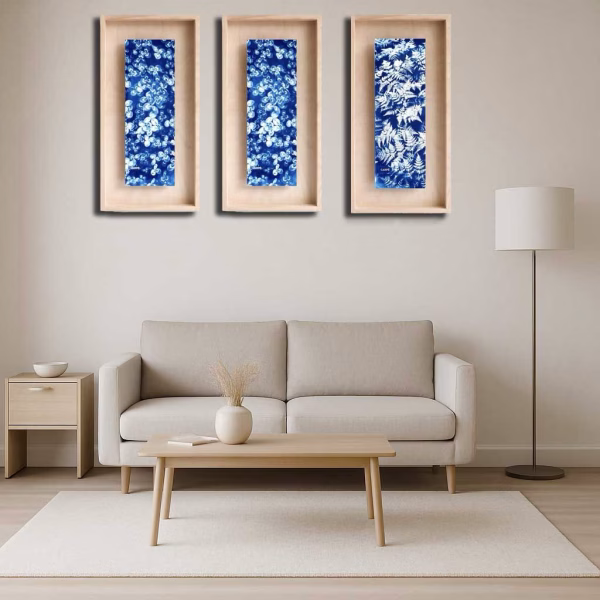 Lot de 3 Tableaux Bleu et Blanc