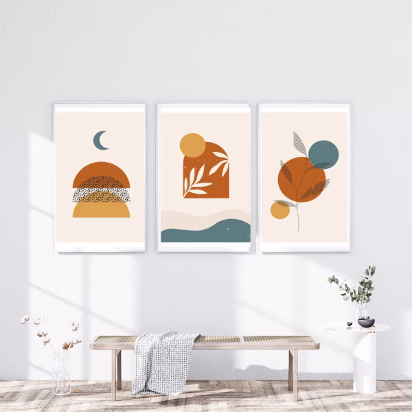 Lot de 3 Tableaux Abstraits Bohème