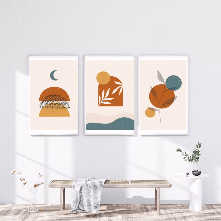 Lot de 3 Tableaux Abstraits Bohème
