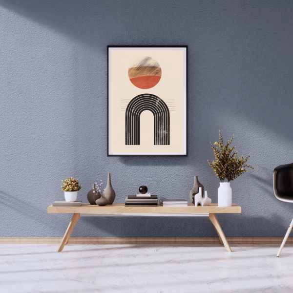 3 Tableaux Abstraits Mid-Century