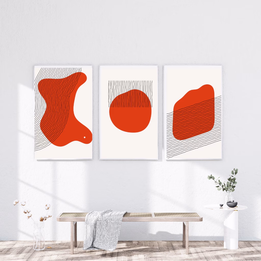 Tableaux Abstraits Modernes en Rouge