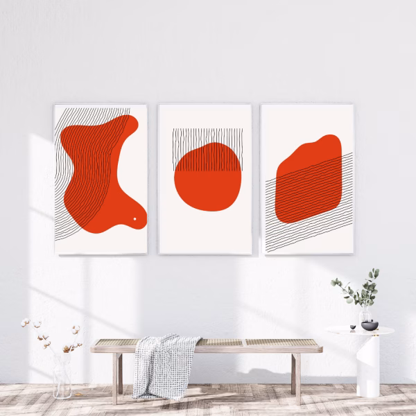 Tableaux Abstraits Modernes en Rouge