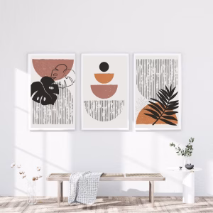 Lot de 3 Tableaux Abstraits Bohème