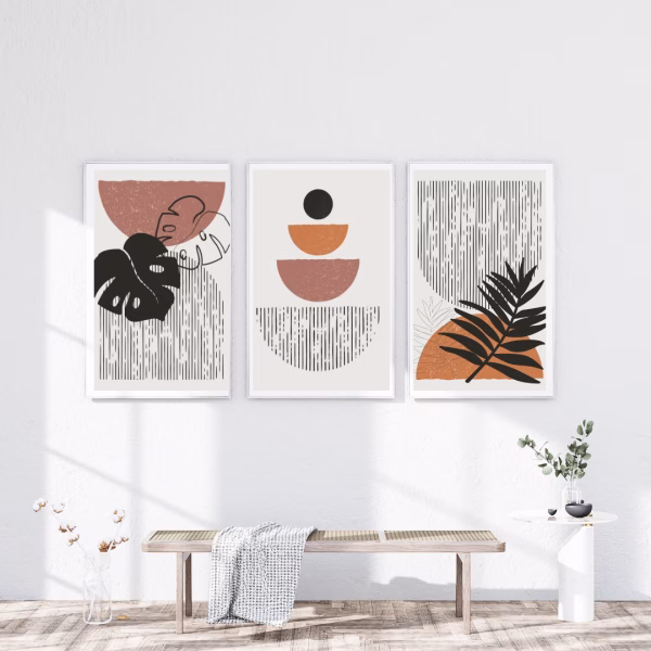 Lot de 3 Tableaux Abstraits Bohème