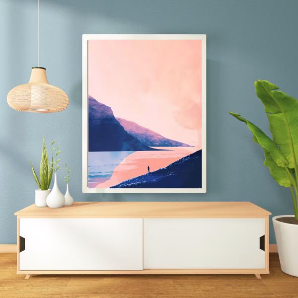 Tableau mural paysage montagne et lac