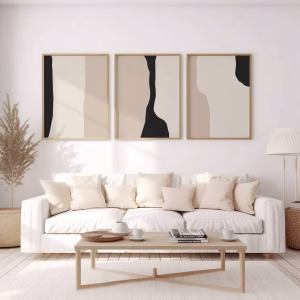 Lot de 3 Tableaux Abstraits Neutres