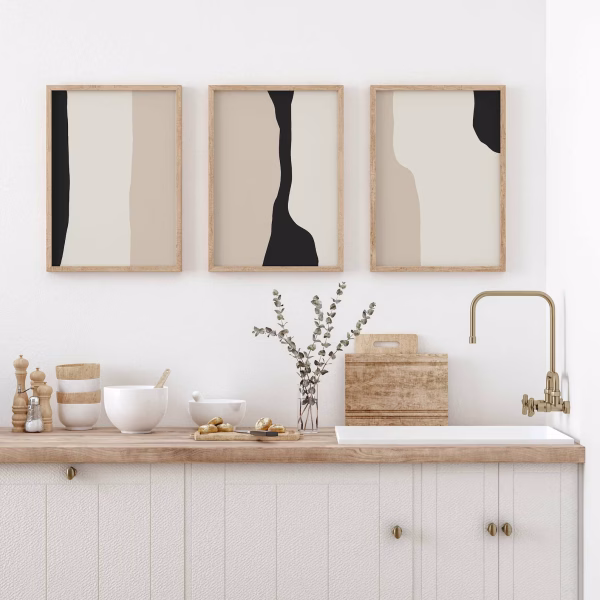 Lot de 3 Tableaux Abstraits Neutres