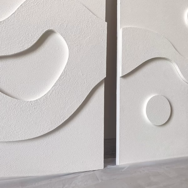 3 œuvres d’art texturées blanches