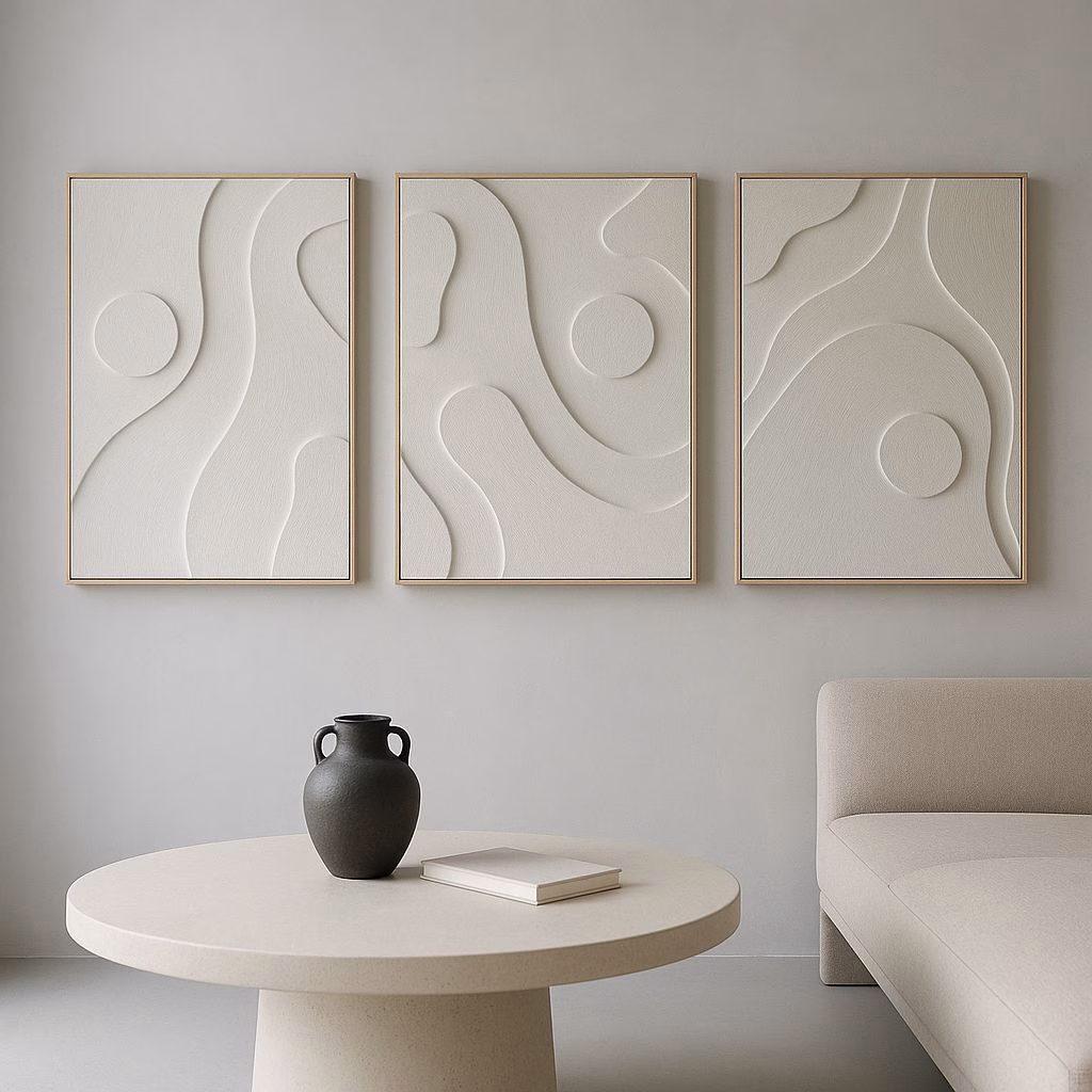 Ensemble de 3 Tableaux Muraux en Bois 3D