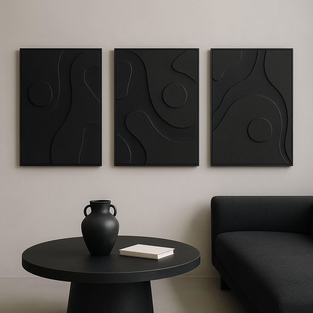 Ensemble de 3 Tableaux Muraux en Bois 3D