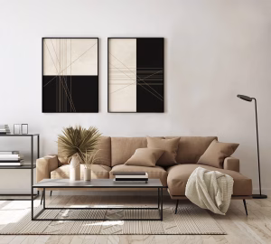 Tableaux décoratifs abstrait noir et beige