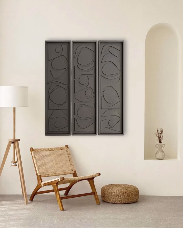 Tableaux muraux en bois noir 3D