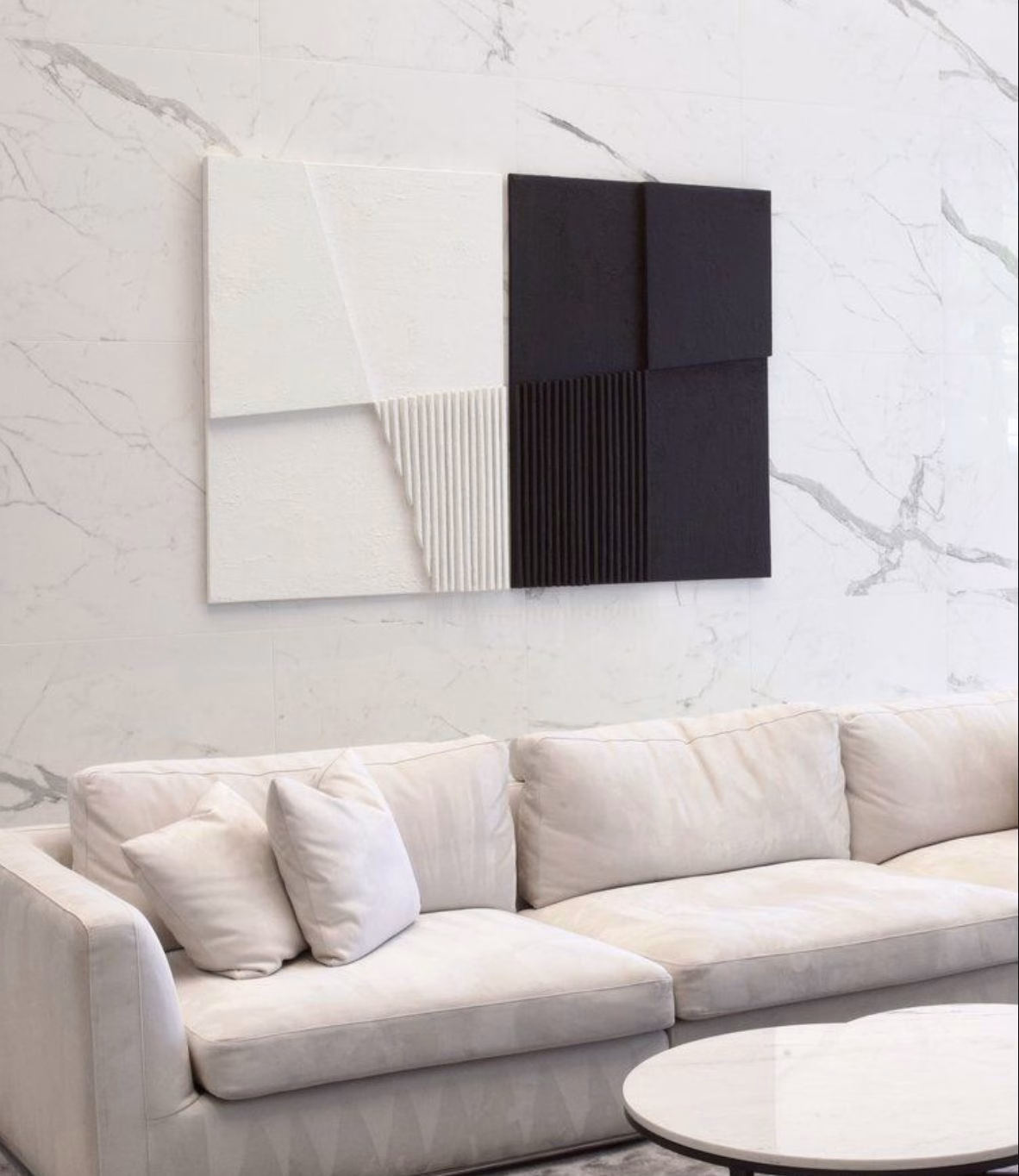 Tableau décoratif 3D en bois noir et blanc