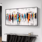 Tableau décoratif abstrait foule colorée – Art mural moderne