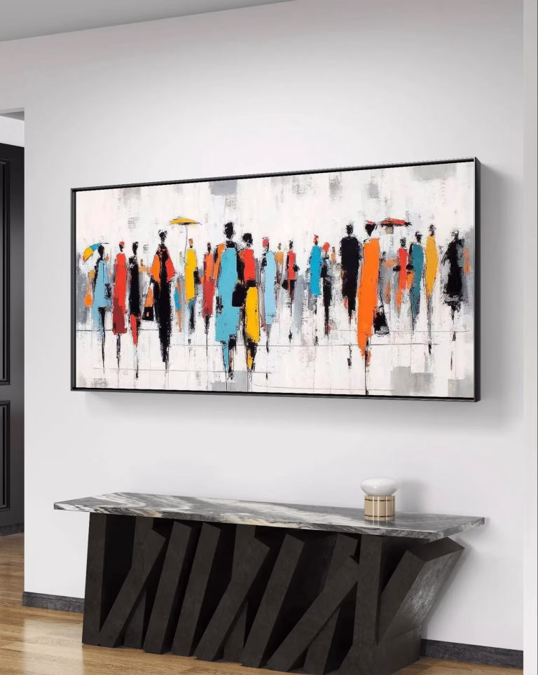 Tableau décoratif abstrait foule colorée