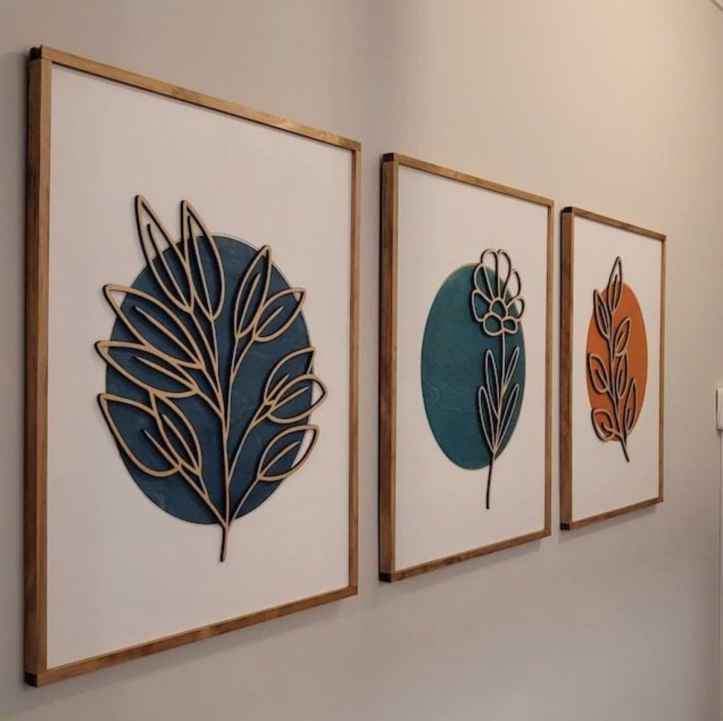 Ensemble de tableaux naturels en bois 3D