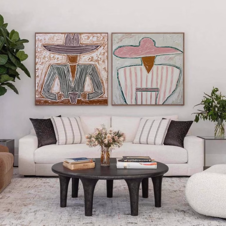 Lot de 2 tableaux cowboy abstraits