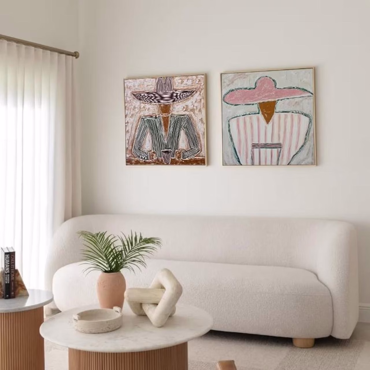 Lot de 2 tableaux cowboy abstraits