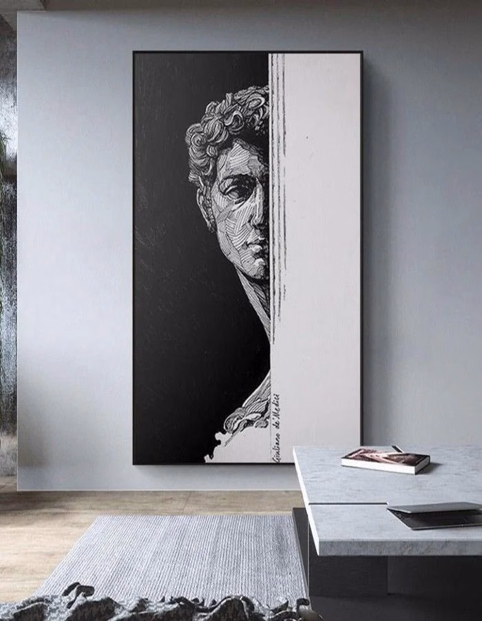 Tableau Statue de David Noir et Blanc