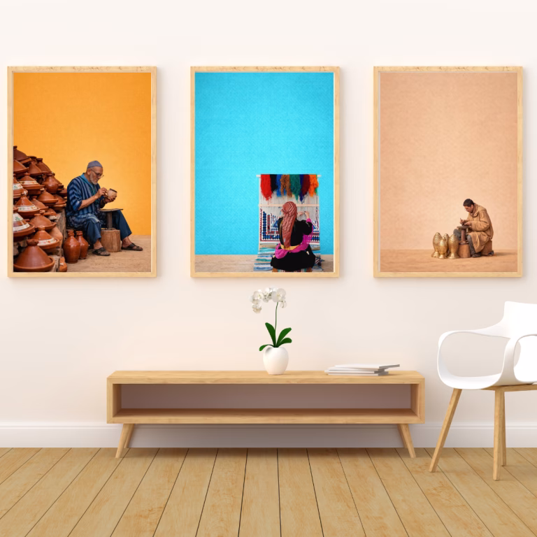 Ensemble 3 tableaux artisanat marocain