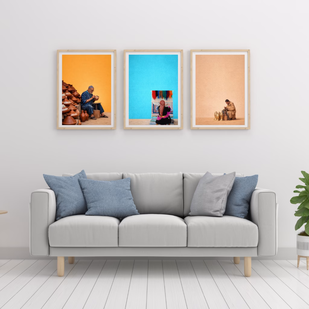 Ensemble 3 tableaux artisanat marocain