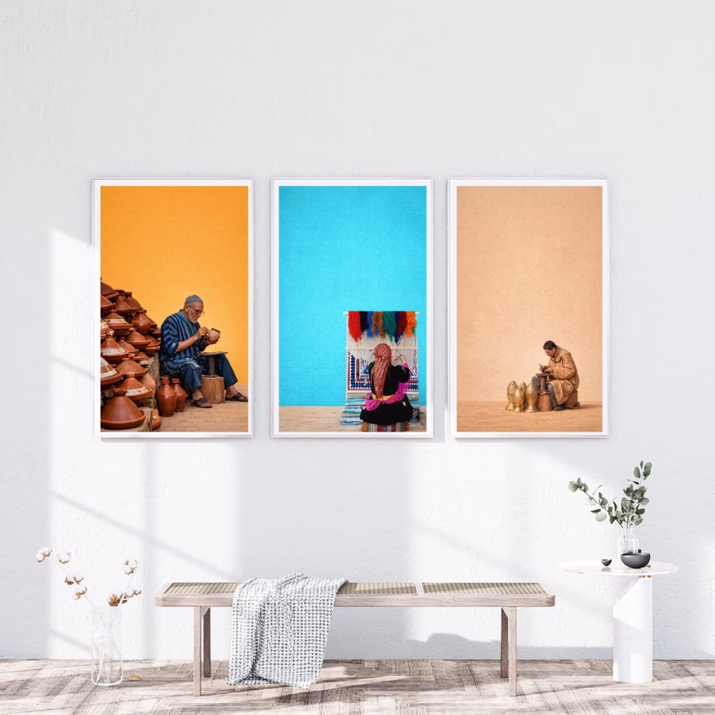 Ensemble 3 tableaux artisanat marocain