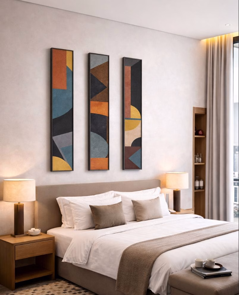 Tableaux décoratifs abstraits modernes triptyque Maroc