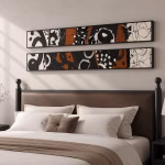 Tableau duo Abstrait Panoramique Duo – Noir, Blanc & Terracotta