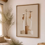 Tableau Africain Minimaliste – Femmes Africaines Beige