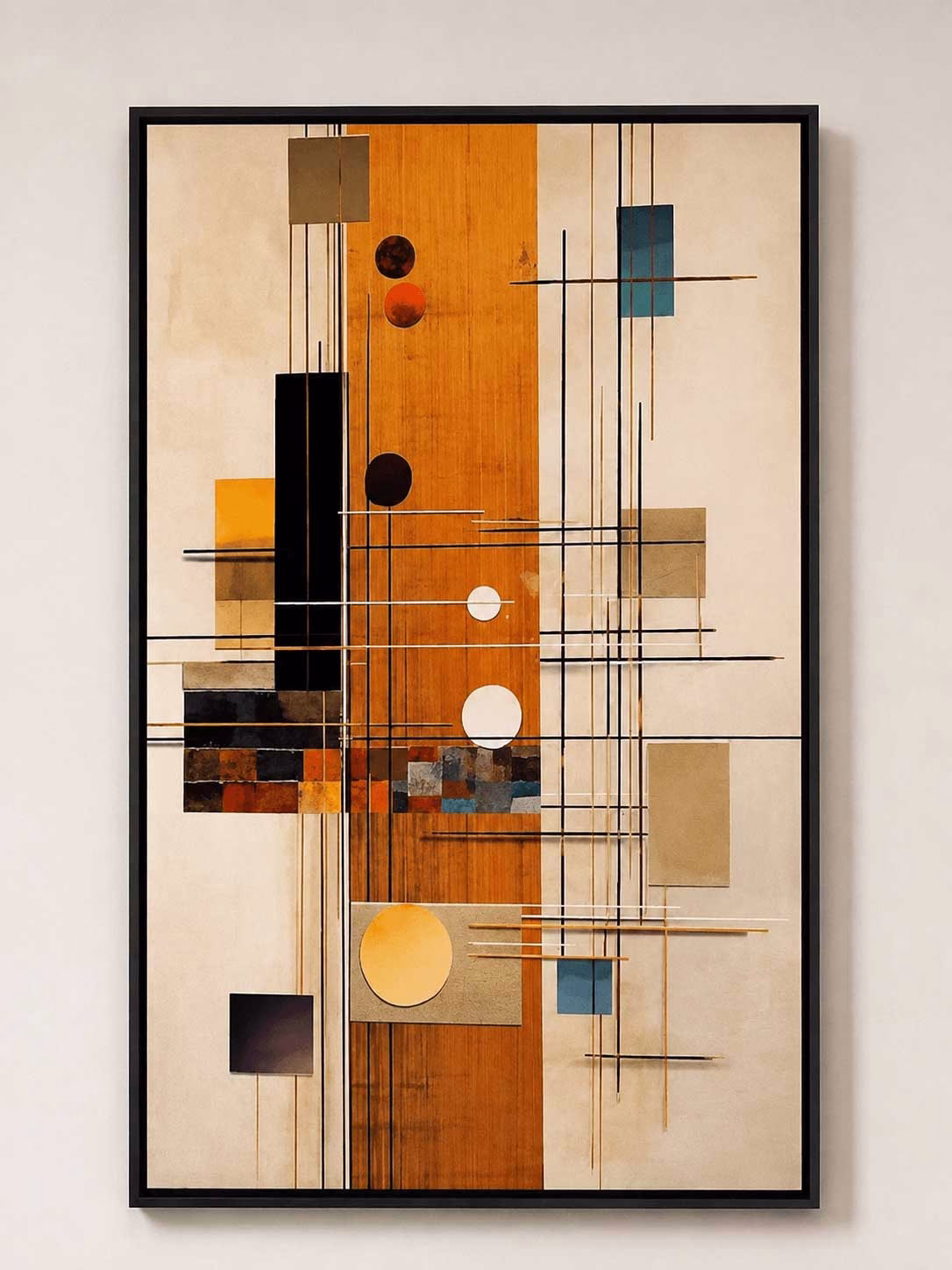 Tableau Abstrait Géométrique Moderne – Encadrement Américain Noir – Image 2