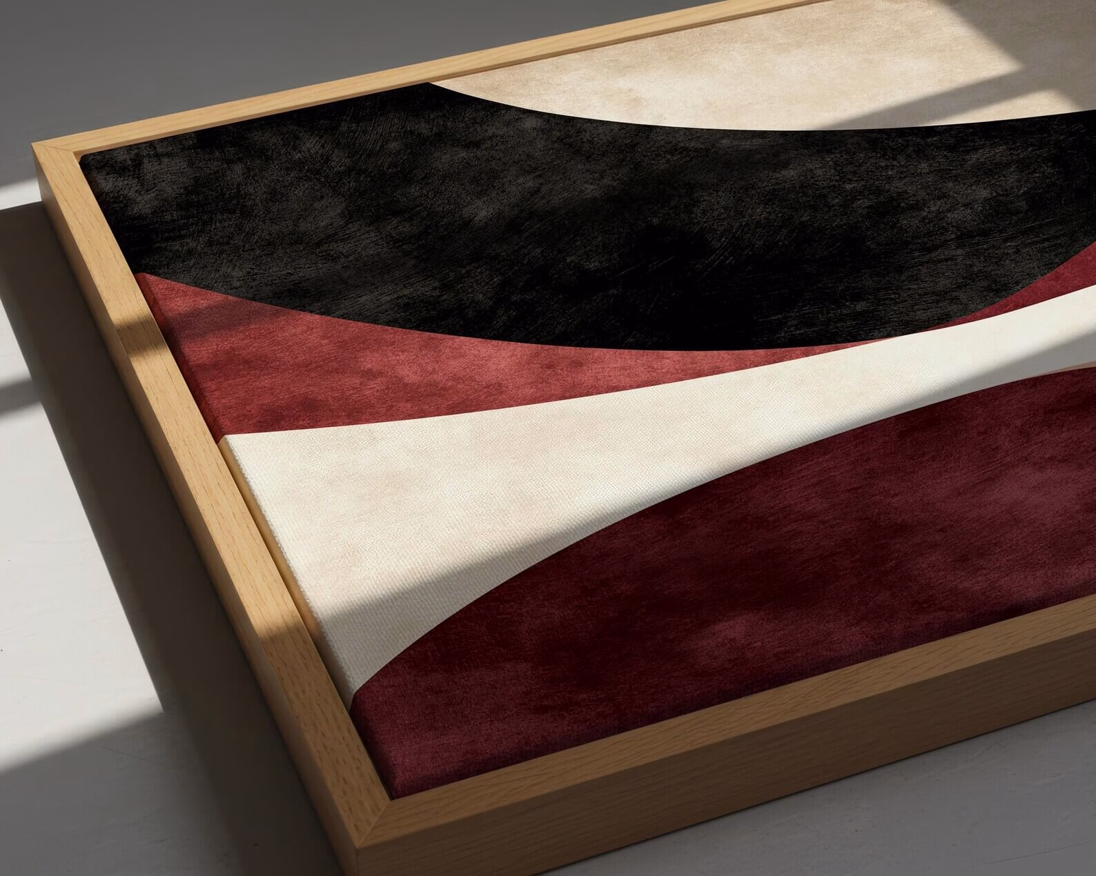 Duo de tableaux abstraits minimalistes bordeaux, noir et beige – Image 5