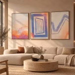Lot de 3 Tableaux Décoratifs Bohème – Aquarelle Abstraite